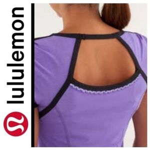 Lululemon Run Team Spirit Top in Coral and black trim